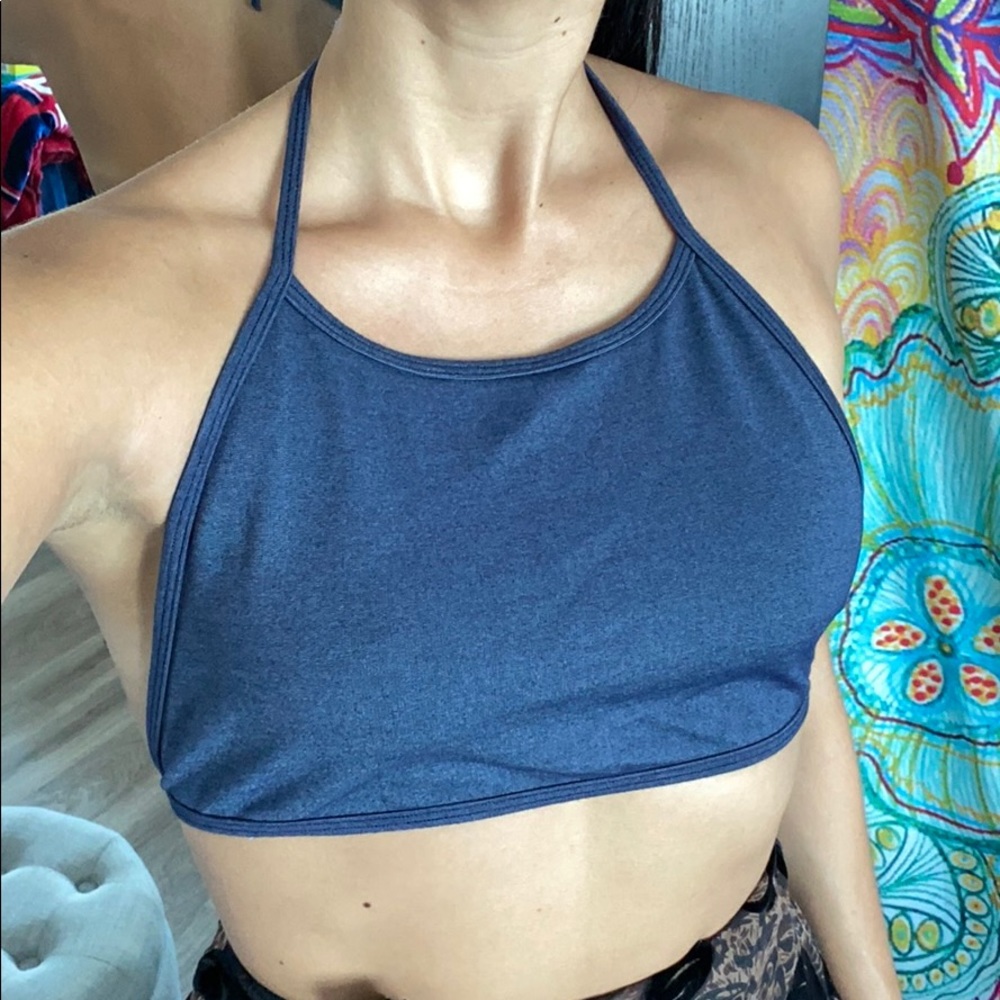 Blue Halter Crop Top